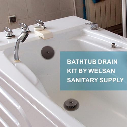 WELSAN Oil Rubbed Bronze Tub Drain and 1 Hole Faceplate Overflow Bath Kit - Image 2