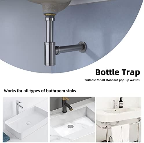Polished Chrome Bottle P Trap Bathroom Sink, 1 1/4 - Image 4