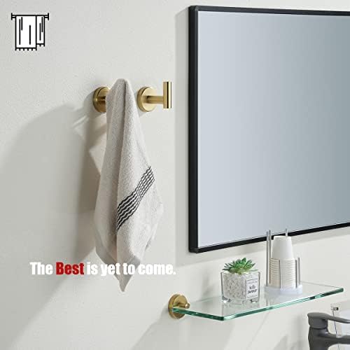 JQK Bathroom Towel Hook Brushed Gold, Brass Coat Robe Clothes Hook - Image 3