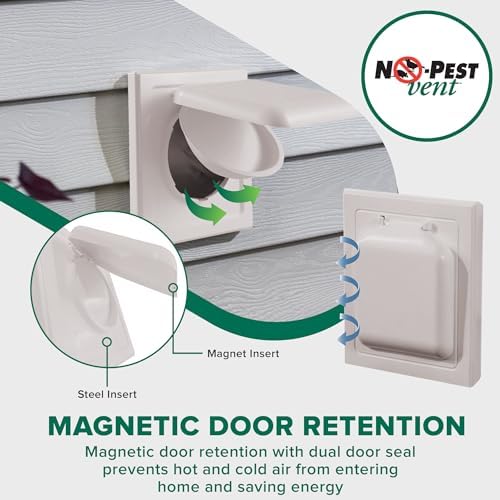 NO-PEST VENT Dual Door Dryer Vent Cover 4 Inch Outdoor, Made in USA, Highest - Image 4