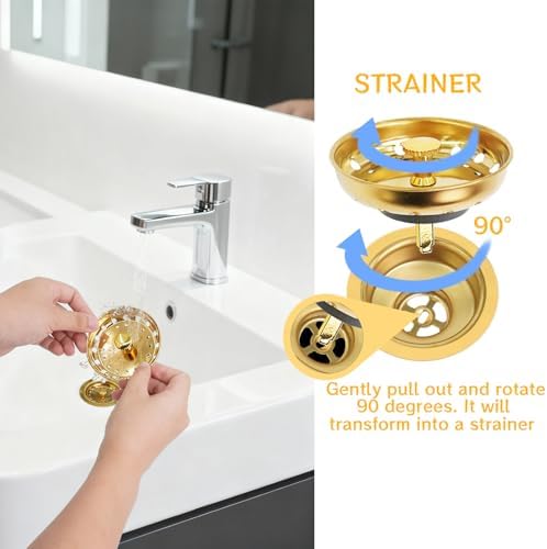 10 Pcs 3-1/2 Inch Gold Kitchen Sink Plug Stainless Steel Sink Drain Strainer - Image 3