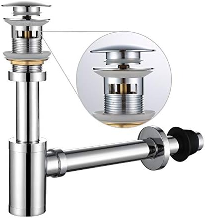Bathroom Sink Stopper P-Trap Complete Set Adjustable 1-1/4 Sink Drain Kit Tube by Miraga
