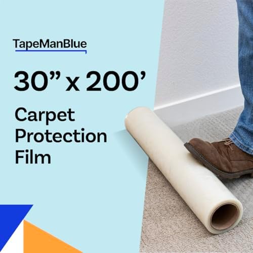 TapeManBlue Carpet Protection Film 30" x 200' roll, Self Adhesive Plastic - Image 2