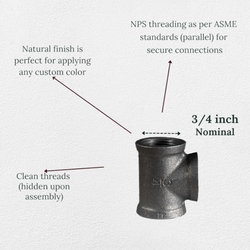 Tee 3/4" Pipe Fitting – Industrial Threaded Black Iron Pipe Fitting - Image 3