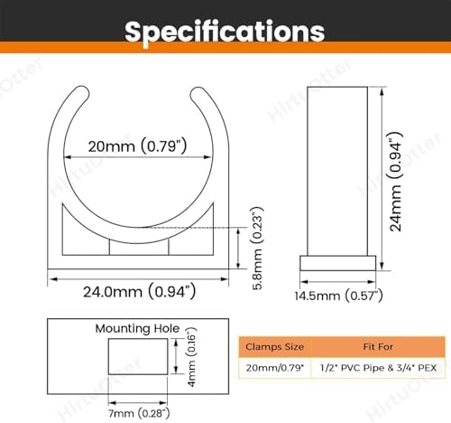 U-Shaped PVC Pipe Clamps Hanger White 20mm/0.79" - Image 2