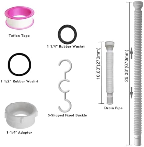 White Flexible Expandable Bathroom P Trap, 1 1/4 to 1 1/2 Sink Drain Adapter - Image 5