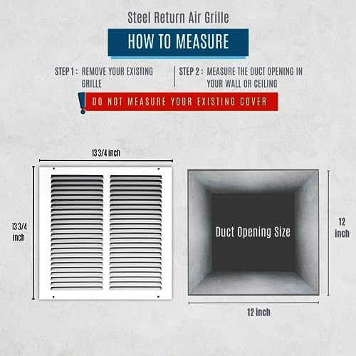 Fits 12x12 Duct Opening | Steel Return Air Grille by Handua | Vent Cover Grill - Image 2