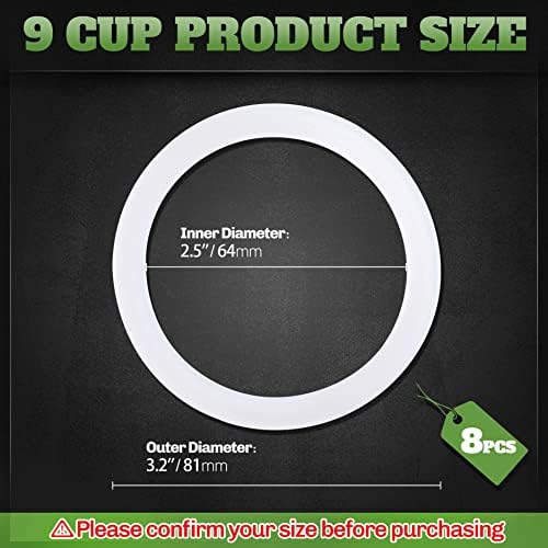 8 Pcs 9 Cups Replacement Food Grade Silicone Gasket, - Image 2