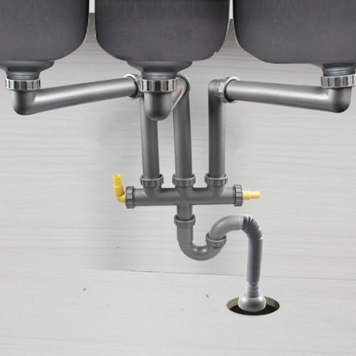 Talea Three Kitchen Sinks Drain Pipe Kit Flexible Drain Pipe Rear Hard Tube - Image 6