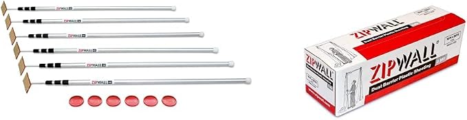 ZipWall SLP6 12 Foot Spring Loaded Dust Barrier Poles, 6 Pack, 3 mil by Unknown
