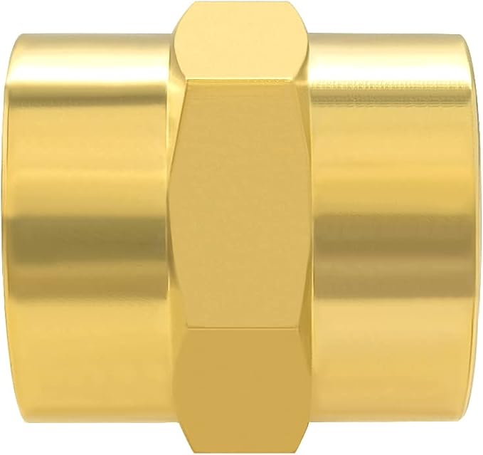 Hooshing 2PCS Brass Coupling Pipe Fitting, 3/8" x 3/8" NPT Female Coupler - Image 5