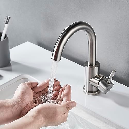 Wet Bar Sink Faucet Single Hole, Brushed Nickel Single Handle Faucet - Image 2