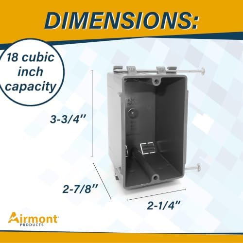 Plastic Electrical Box, Single Gang New Work Junction Box, Captive Nails - Image 2