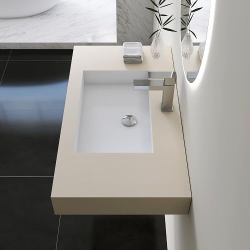 Stone Resin Bathroom Sink, Wall Mount Sink 35"L x 19"W - Image 7