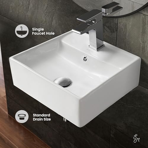 Claire 15" Compact Ceramic Wall Hung Sink in White - Image 3