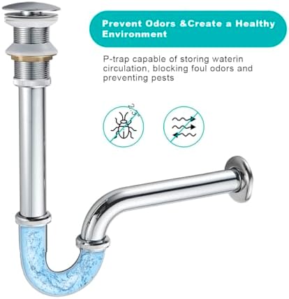 U-Shape Bottle Trap for Bathroom Sink, 1-1/4 P-trap Slip Inlet Drain Complete - Image 6
