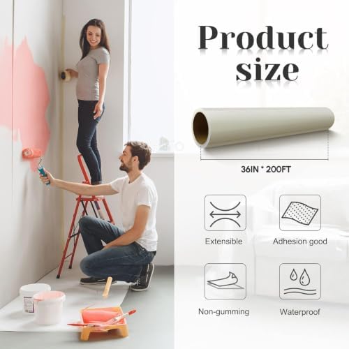 Amylove 36inch X 200ft” Carpet Plastic Protection Film, Transparent - Image 2