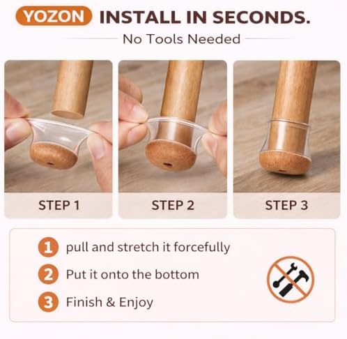 YOZON Chair Leg Floor Protectors Felt Silicone Caps Strengthen Bottom - Image 5