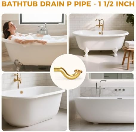 BOTEMY Brass P-Trap 1-1/2 Inch for Freestanding Bathtub, Solid Brass Drain Kit - Image 3