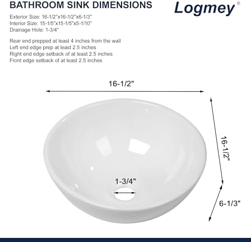 Logmey 16" Round Bathroom Sink - Image 5