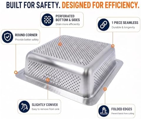 GSW FS-BS Stainless Steel Floor Sink Drain Strainer 10” x 10” x 2-1/2” - Image 3