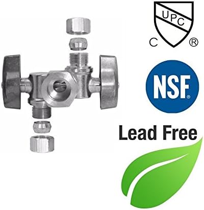 5/8" OD Comp X 3/8" Comp X 1/4" Comp Double Handles 1/4 Turn Angle Stop Water - Image 3