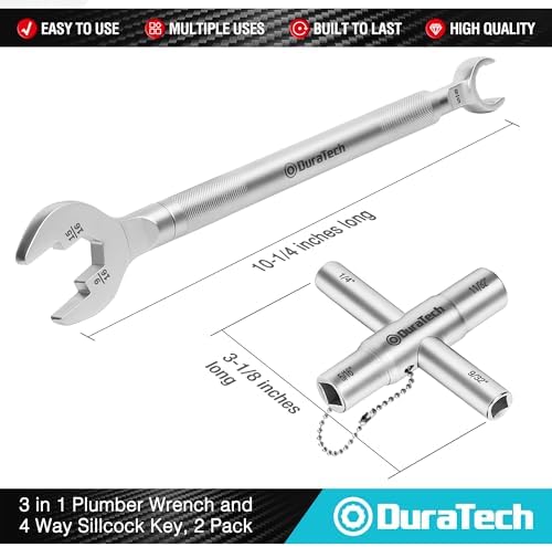DURATECH 3-in-1 Plumber wrench & 4 Way Sillcock Key, - Image 3