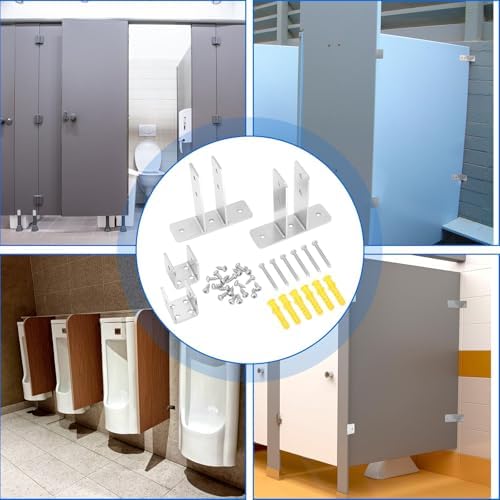 Blulu 8 Pcs Bathroom Partition Bracket 2-Ear U-Shape - Image 5