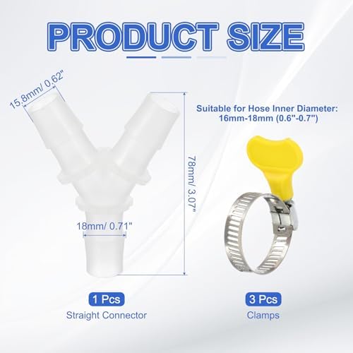 PATIKIL Drain Hose Connector 3-Way Washing Machine Drain Hose Adapter Plastic - Image 2