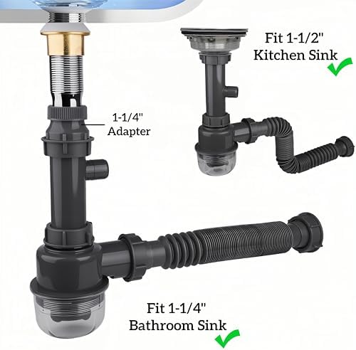 1-1/4" and 1-1/2" PVC Bottle Trap Plumbing Kit - Image 4