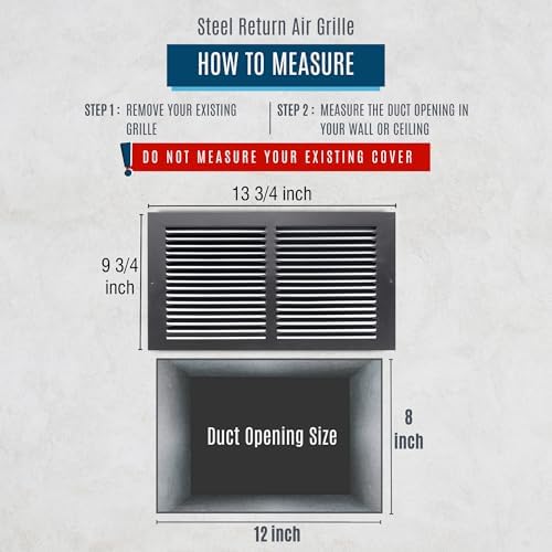 Fits 12x8 Duct Opening | Steel Return Air Grille by Handua | Vent Cover Grill - Image 3