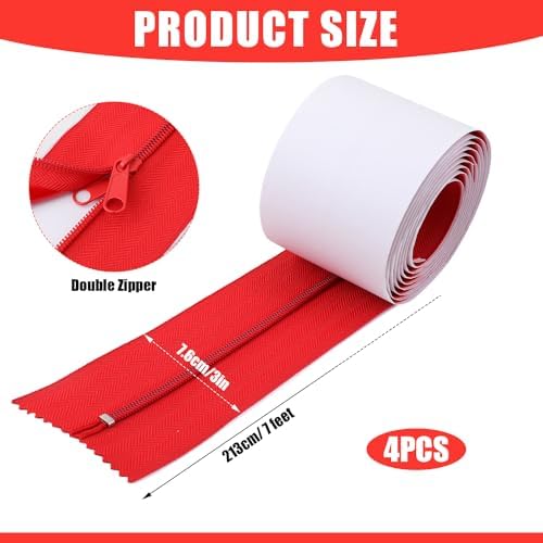 4pcs Dust Barrier Zipper, 7ft x 3in Self-Adhesive Tarp Double Zipper Instant - Image 2