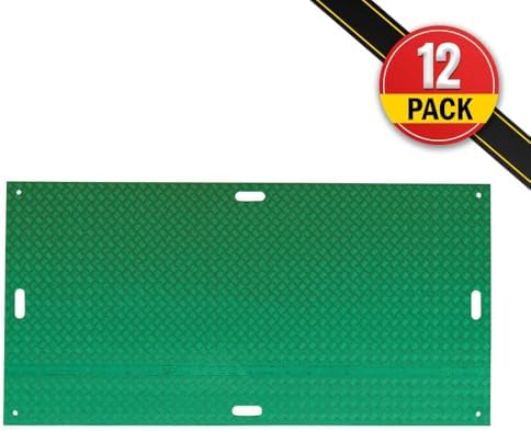 4 Pack 4' x 8' Green Ground Protection Mats w/Double Sided Diamond Plated Tread - Image 5