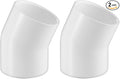 LESSO 2 Inch 22.5 Degree PVC Elbow Pipe Fitting, SCH40 White, 2 Pack | 2" PVC by LESSO