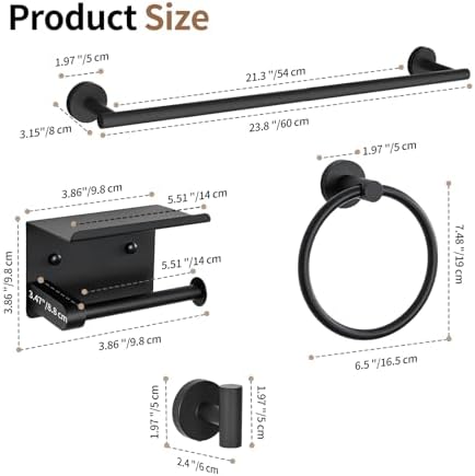 Wall Mounted Matte Black Bathroom Hardware Accessories Set - Image 2