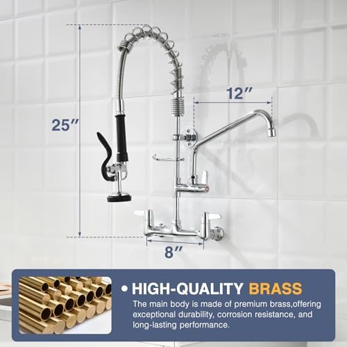 CENOSA 25" Commercial Sink Faucet Wall Mount - Image 2