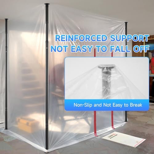 10FT Dust Barrier Poles, 4 Pack Stainless Steel Zipper Walls Poles - Image 6