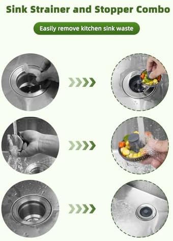 Universal 2PCS Kitchen Sink Strainer Stopper Combo, 3 in 1 Pop Up - Image 3