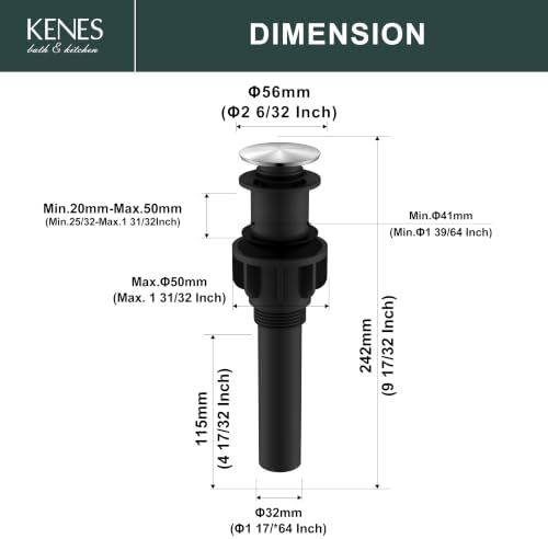 KENES 2 Pack Pop Up Bathroom Vessel Sink Drain Assembly Without Overflow - Image 6