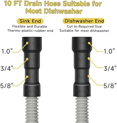 Universal Dishwasher Drain Hose, 10 Ft Dishwasher Discharge Hose Extension - Image 2