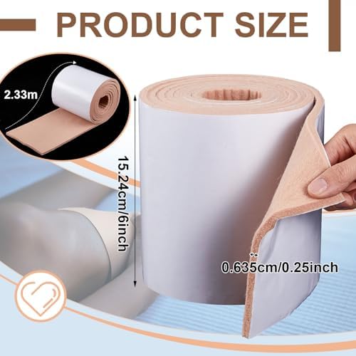 Jecery Adhesive Felt Roll, 1/4" X 6" X 2.5 Yard - Image 2