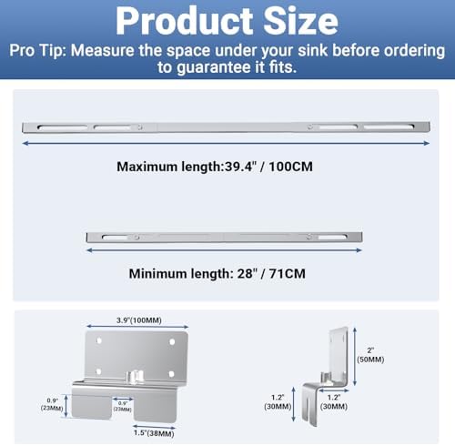 Undermount Sink Support | Adjustable Undermount Sink Brackets | 28.0-39.4 - Image 2