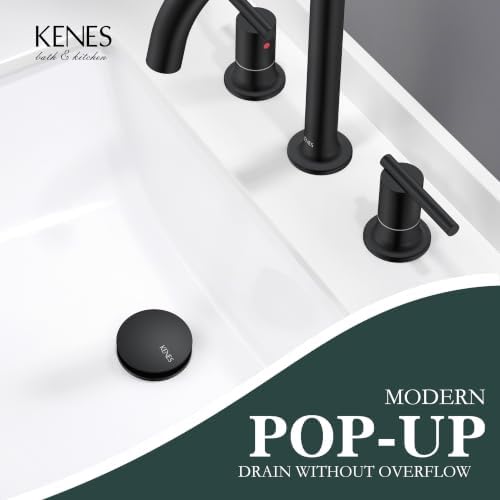 KENES 2 Pack Black Pop Up Bathroom Sink Drain Assembly Without Overflow - Image 2