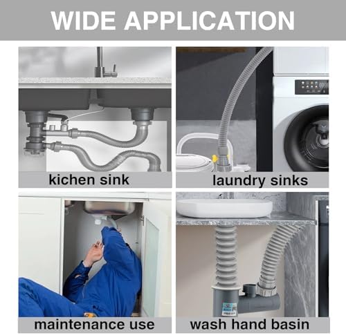 Sink Drain Pipe 1-1/2", Flexible Sink Drain Pipe, Adjustable P Trap - Image 4