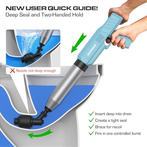 Electric Toilet Plunger, Heavy-Duty Clog Remover, Dusty Blue - Image 6