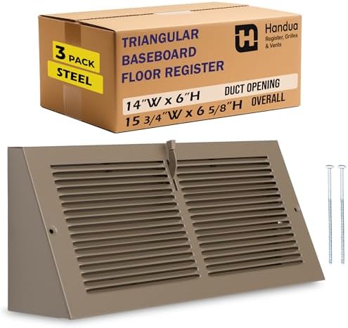 Fits 14x6 Duct Opening | Steel Triangular Baseboard Return Air Grille by Handua by Handua