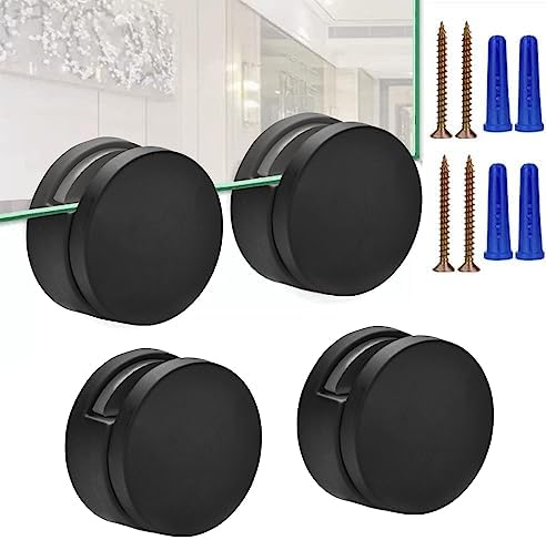 Black Frameless Mirror Mounting Hardware Kit Zinc Alloy Mirror Holders Mirror by Unknown