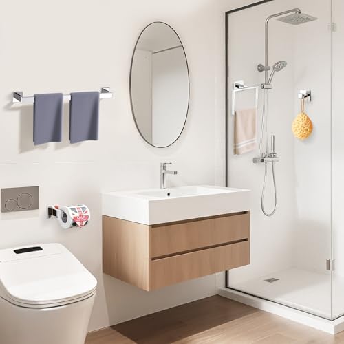 TURS 4-Piece Bathroom Hardware Set Chrome Towel Bar Set 23.6inch Bath Towel - Image 7