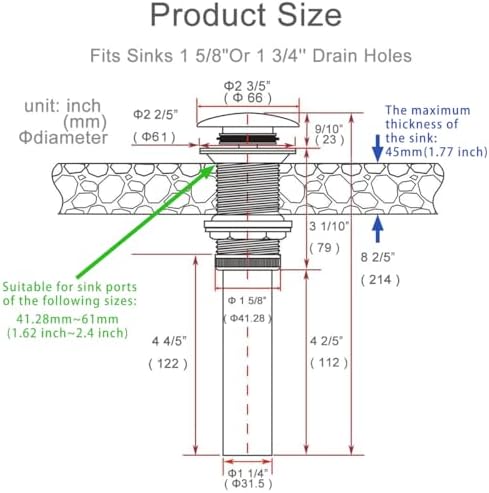 Bathroom Sink Drain Without Overflow Vessel Sink Drain Assembly, Lavatory - Image 2