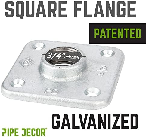 PIPE DECOR 3/4 in. Square Floor Flange, Authentic Galvanized Malleable Iron - Image 4
